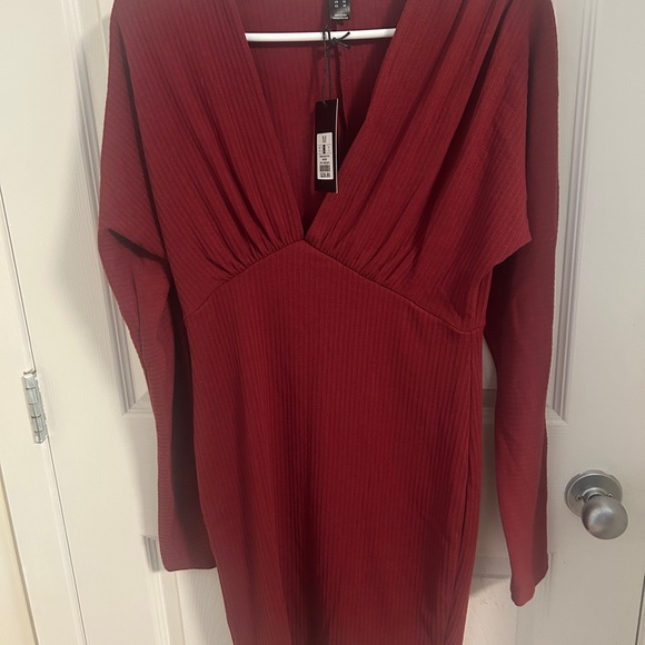 Revamped Deep Red Ribbed Dress - Picture 5 of 8